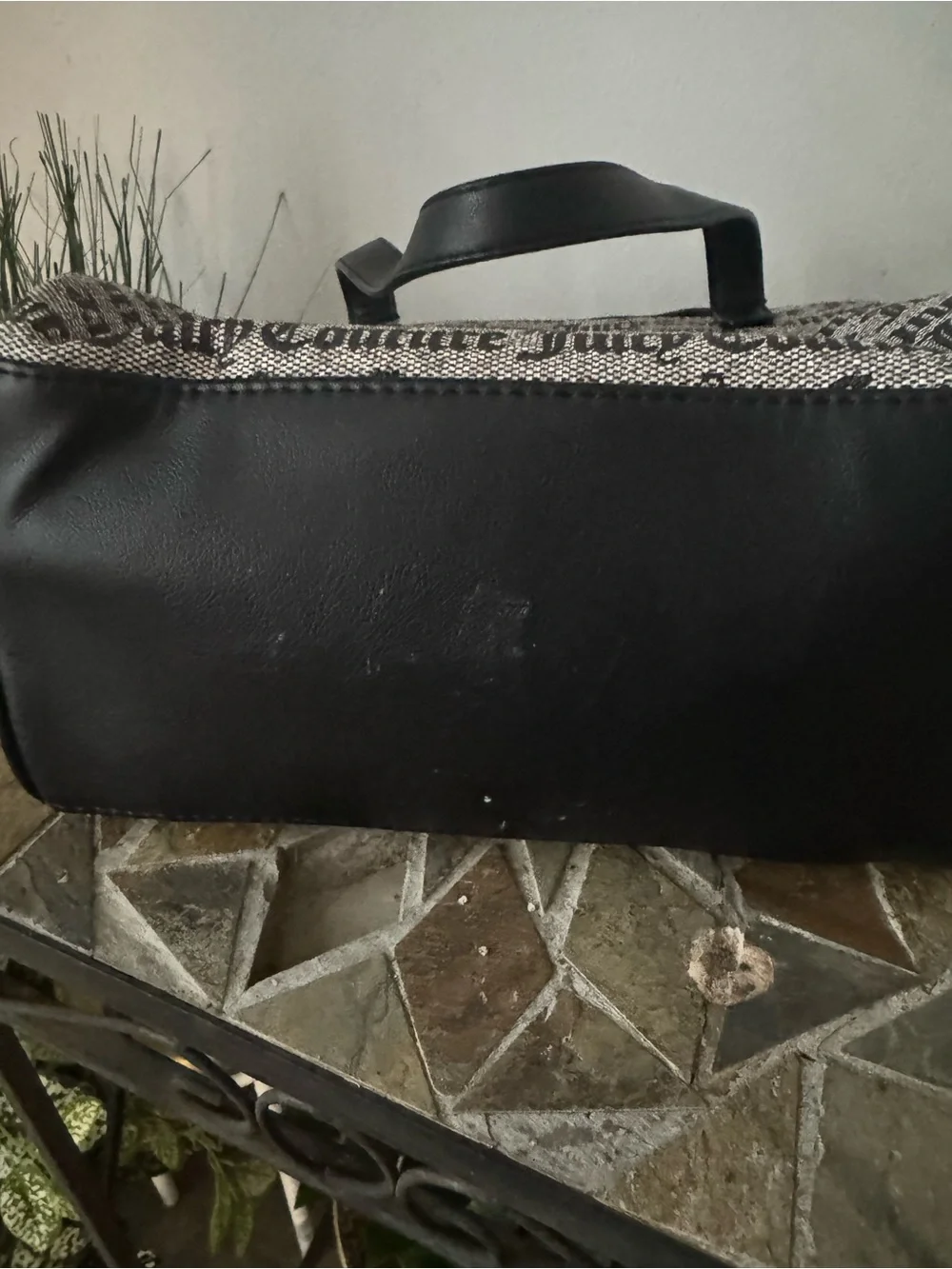 Juicy Couture Black and Gray Signature Logo Satchel Detail